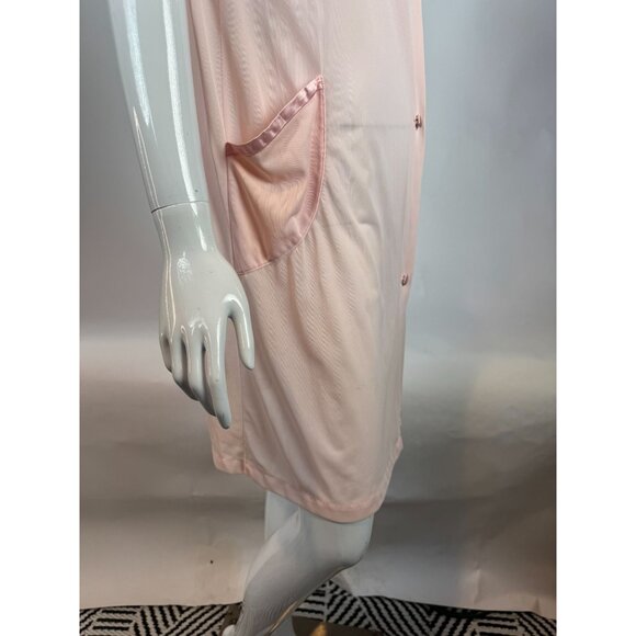 Vintage Sears Pink Nylon Short Sleeve Button-Front Nightgown With Satin Trim & P - Picture 15 of 16